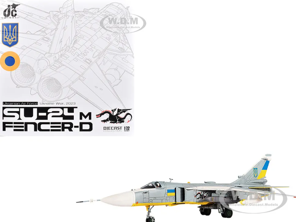 Sukhoi Su-24M Fencer-D Bomber Aircraft "Ukraine War" (2023) Ukrainian Air Force 1/72 Diecast Model by JC Wings