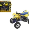 Suzuki Quad Racer R450 Yellow/Blue ATV Motorcycle 1/12 Diecast Model New Ray 43393
