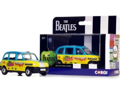 The Beatles London Taxi RHD (Right Hand Drive) "Hello, Goodbye" Blue and Yellow with Graphics Diecast Model Car by Corgi