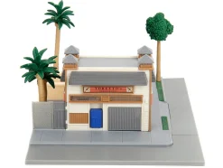 Toretto Cafe Diorama with Mitsubishi Eclipse Green and Ford F-150 SVT Lightning Red