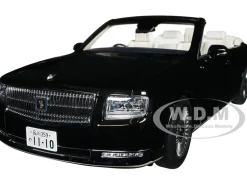 Toyota Century Open Car Convertible RHD Right Hand Drive Black with White Interior 1/18 Model Car Autoart 79531