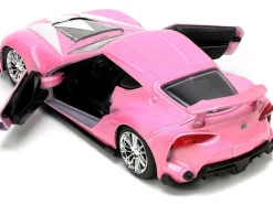 Toyota FT-1 Concept Pink Metallic Pink Ranger Diecast Figurine Power Rangers Hollywood Rides Series 1/32 Diecast Model Car Jada 33079