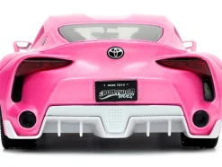 Toyota FT-1 Concept Pink Metallic and Pink Ranger Diecast Figurine Power Rangers Hollywood Rides Series 1/24 Diecast Model Car Jada 33224