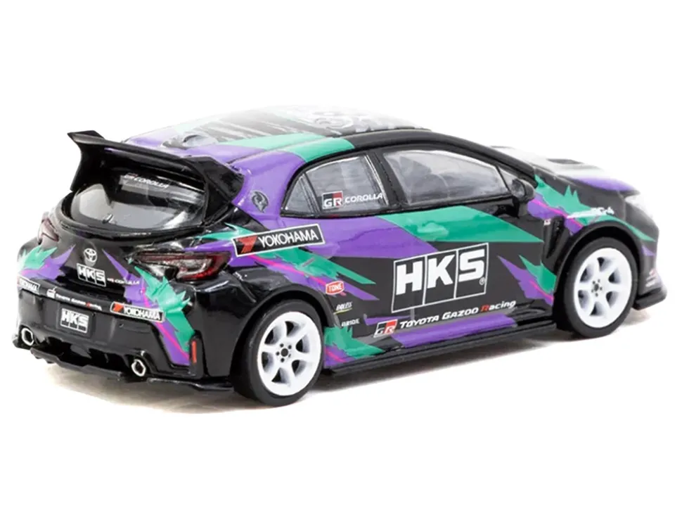 Toyota GR Corolla RHD (Right Hand Drive) "HKS" Black with Graphics "Global64" Series 1/64 Diecast Model by Tarmac Works