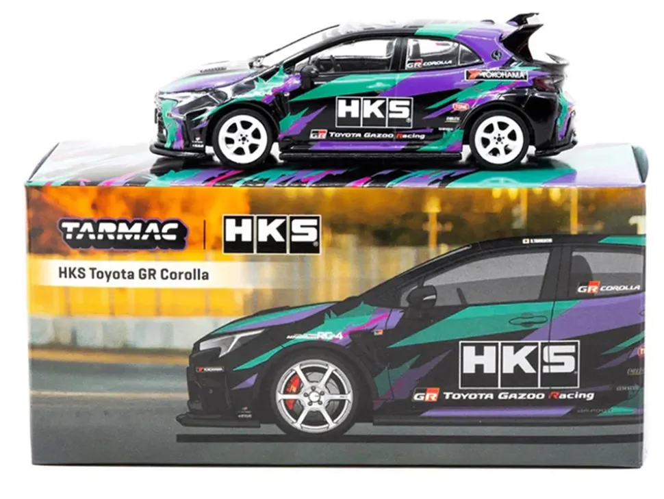 Toyota GR Corolla RHD (Right Hand Drive) "HKS" Black with Graphics "Global64" Series 1/64 Diecast Model by Tarmac Works