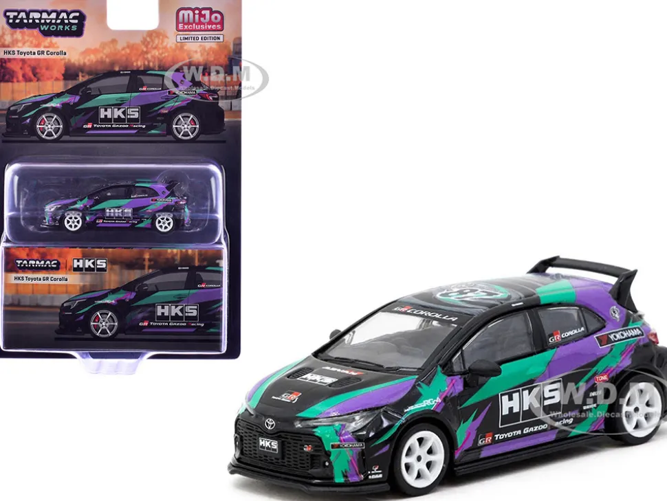 Toyota GR Corolla RHD (Right Hand Drive) "HKS" Black with Graphics "Global64" Series 1/64 Diecast Model by Tarmac Works
