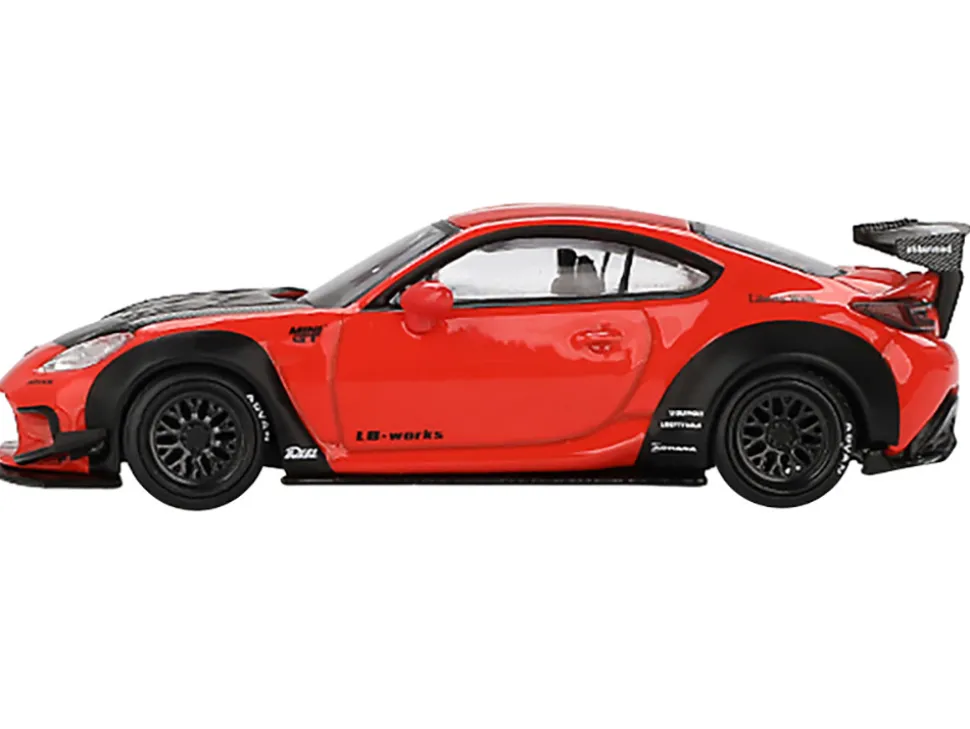 Toyota GR86 "LB-Nation - Liberty Walk" Red with Carbon Hood Limited Edition 1/64 Diecast Model Car by Mini GT