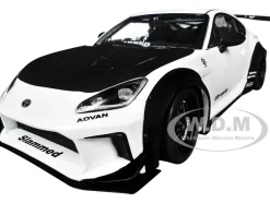 2024 Toyota GR86 LBWK Body Kit RHD (Right Hand Drive) Pearl White with Carbon Hood 1/18 Diecast Model Car by Solido