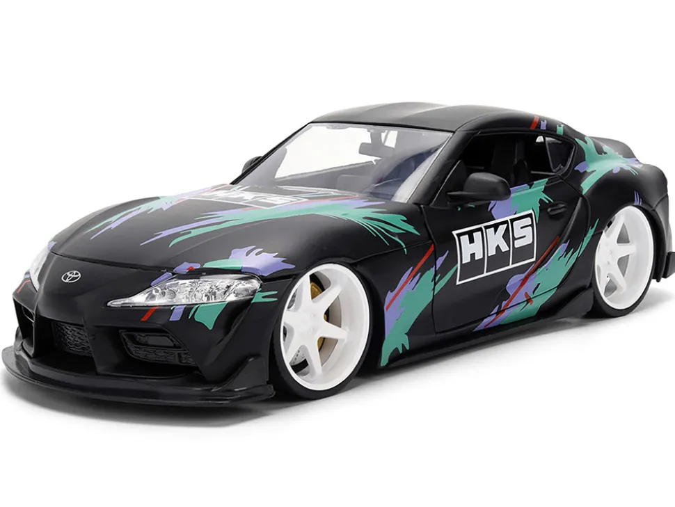 2020 Toyota GR Supra "HKS" Matt Black with Graphics "JDM Tuners" Series 1/24 Diecast Model Car by Jada