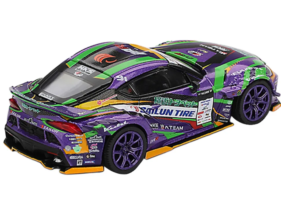 Toyota GR Supra KUHL RHD (Right Hand Drive) #91 Shingo Hatanaka "Evangelion Racing" "D1 Grand Prix" (2021) Limited Edition 1/64 Diecast Model Car by Mini GT