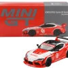 Toyota GR Supra "LB-Works" Red with White Stripes and Black Top Limited Edition 1/64 Diecast Model Car by Mini GT
