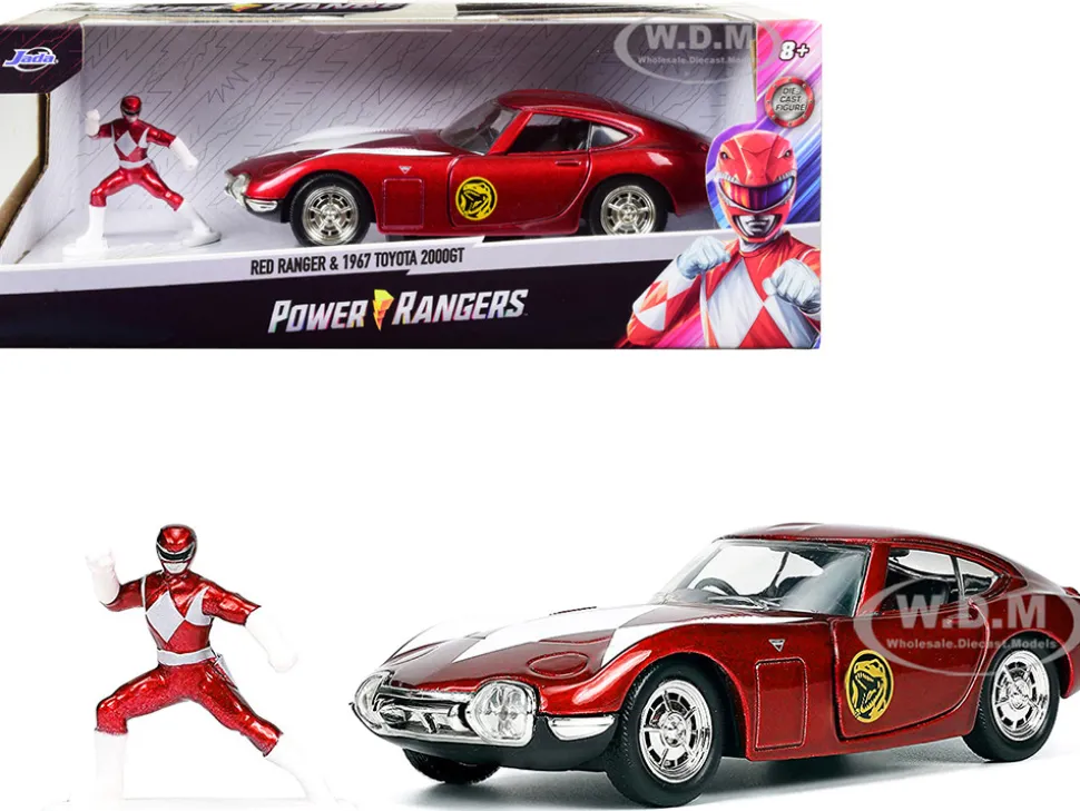 1967 Toyota 2000GT RHD Right Hand Drive Red Metallic Red Ranger Diecast Figurine Power Rangers Hollywood Rides Series 1/32 Diecast Model Car Jada 33074