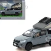 Toyota Hilux Pickup Truck RHD (Right Hand Drive) Gray with Camping Equipment "Road64" Series 1/64 Diecast Model Car by Tarmac Works
