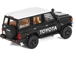 Toyota Land Cruiser (J76) Black with Silver Metallic Top 1/64 Diecast Model Car by GCD