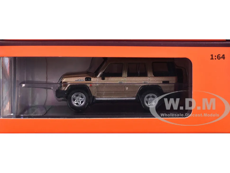 Toyota Land Cruiser (J76) Gold Metallic 1/64 Diecast Model Car by GCD