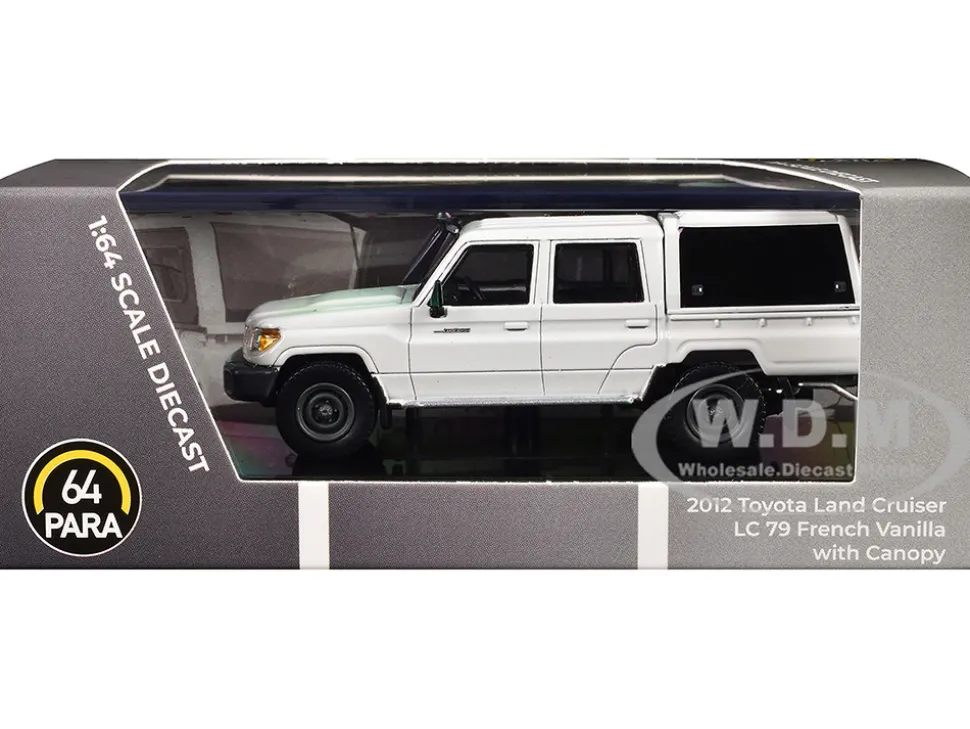 2012 Toyota Land Cruiser LC 79 French Vanilla White with Canopy 1/64 Diecast Model Car by Paragon Models