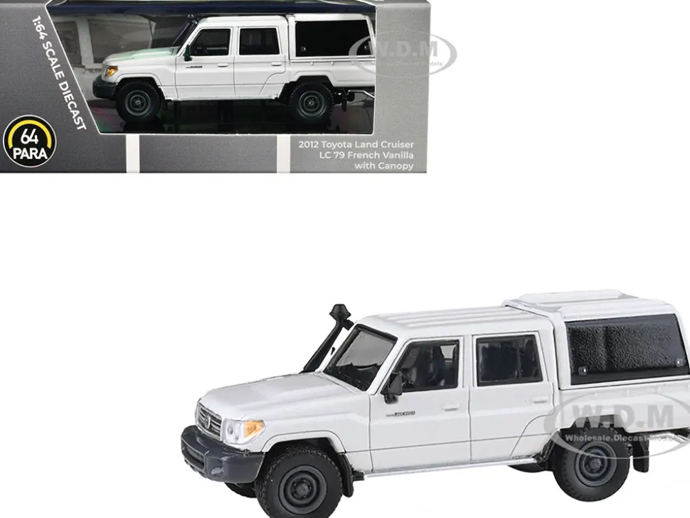 2012 Toyota Land Cruiser LC 79 French Vanilla White with Canopy 1/64 Diecast Model Car by Paragon Models
