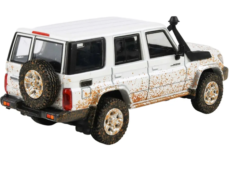 2014 Toyota Land Cruiser 76 White (Dirty Off Road Effect) 1/64 Diecast Model Car by Paragon Models