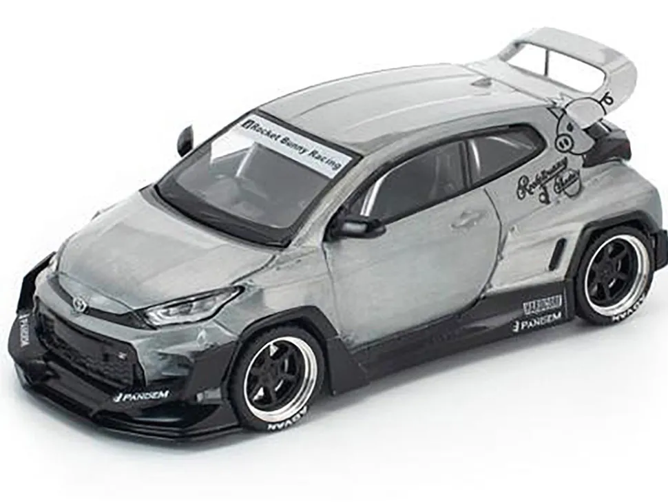 Toyota "Pandem" GR Yaris RHD (Right Hand Drive) Raw Metal 1/64 Diecast Model Car by Pop Race