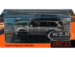 Toyota Sequoia TRD PRO Silver Metallic with Roof Rack 1/64 Diecast Model Car by GCD