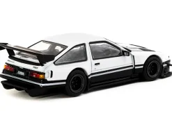 Toyota Sprinter Trueno AE86 Widebody RHD (Right Hand Drive) White and Black with Tarmac Cards "Global64" Series 1/64 Diecast Model by Tarmac Works
