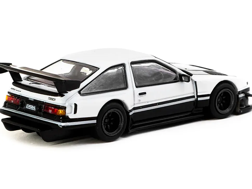 Toyota Sprinter Trueno AE86 Widebody RHD (Right Hand Drive) White and Black with Tarmac Cards "Global64" Series 1/64 Diecast Model by Tarmac Works