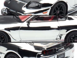 Toyota Supra (A80) "Top Secret" GT300 RHD (Right Hand Drive) Chrome with Carbon Hood and Red Interior "Tokyo Auto Salon 2026 Event Exclusive" 1/64 Diecast Model Car by Inno Models