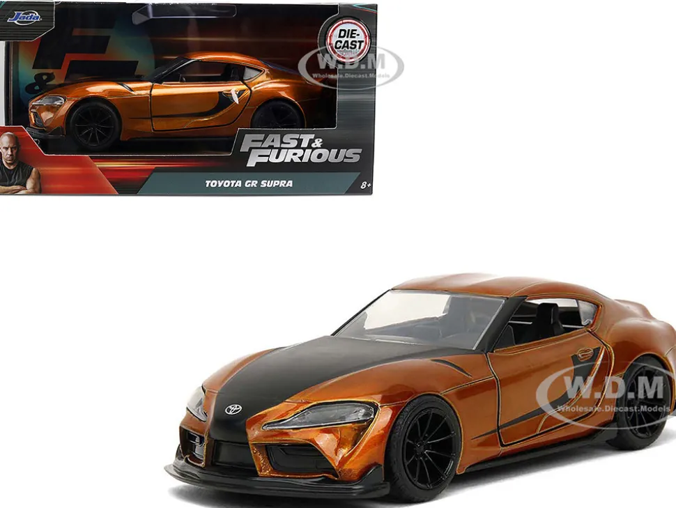 2020 Toyota Supra Orange Metallic with Black Stripes "F9" (2021) Movie "Fast & Furious" Series 1/32 Diecast Model Car by Jada