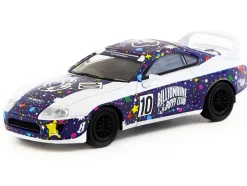 Toyota Supra RHD (Right Hand Drive) #10 "Billionaire Boys Club" Purple and White with Graphics "Hobby64" Series 1/64 Diecast Model Car by Tarmac Works
