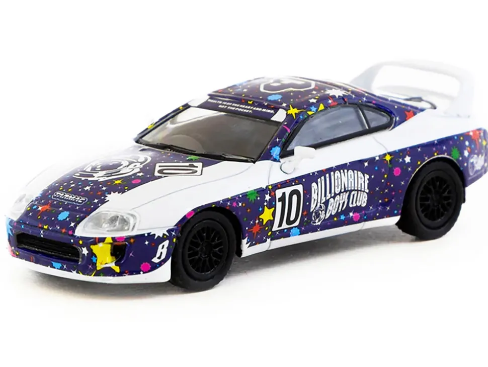 Toyota Supra RHD (Right Hand Drive) #10 "Billionaire Boys Club" Purple and White with Graphics "Hobby64" Series 1/64 Diecast Model Car by Tarmac Works