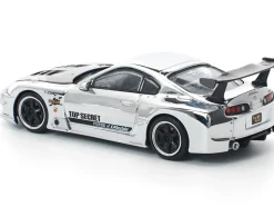Toyota Supra "Top Secret" GT300 RHD (Right Hand Drive) Silver Chrome 1/64 Diecast Model Car by Pop Race
