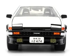 Toyota Trueno (AE86) RHD (Right Hand Drive) White and Black with Graphics and Takumi Diecast Figure "Initial D" (1998-2021) TV Series "Anime Hollywood Rides" Series 1/24 Diecast Model by Jada