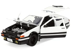 Toyota Trueno (AE86) RHD (Right Hand Drive) White and Black with Graphics and Takumi Diecast Figure