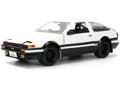 Toyota Trueno (AE86) RHD (Right Hand Drive) White and Black with Graphics and Takumi Diecast Figure