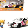 1986 Toyota Trueno AE86 RHD Right Hand Drive #25 White Graphics Aggretsuko Diecast Figure Aggretsuko Anime Hollywood Rides Series 1/24 Diecast Model Car by Jada 33725