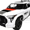 2023 Toyota Tundra TRD 4x4 Pickup Truck White and Red with Black and Gray Stripes with Sunroof and Wheel Rack Limited Edition to 2400 pieces Worldwide 1/24 Diecast Model Car
