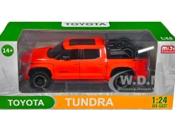 2023 Toyota Tundra TRD 4x4 Pickup Truck Solar Octane Orange with Sunroof and Wheel Rack 1/24 Diecast Model Car H08555R-SO