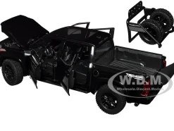 2023 Toyota Tundra TRD 4x4 Pickup Truck Black with Sunroof and Wheel Rack 1/24 Diecast Model Car H08555R-BK