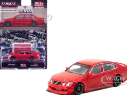 Toyota Vertex Aristo JZS161 RHD (Right Hand Drive) Red with Tarmac Cards "Global64" Series 1/64 Diecast Model by Tarmac Works