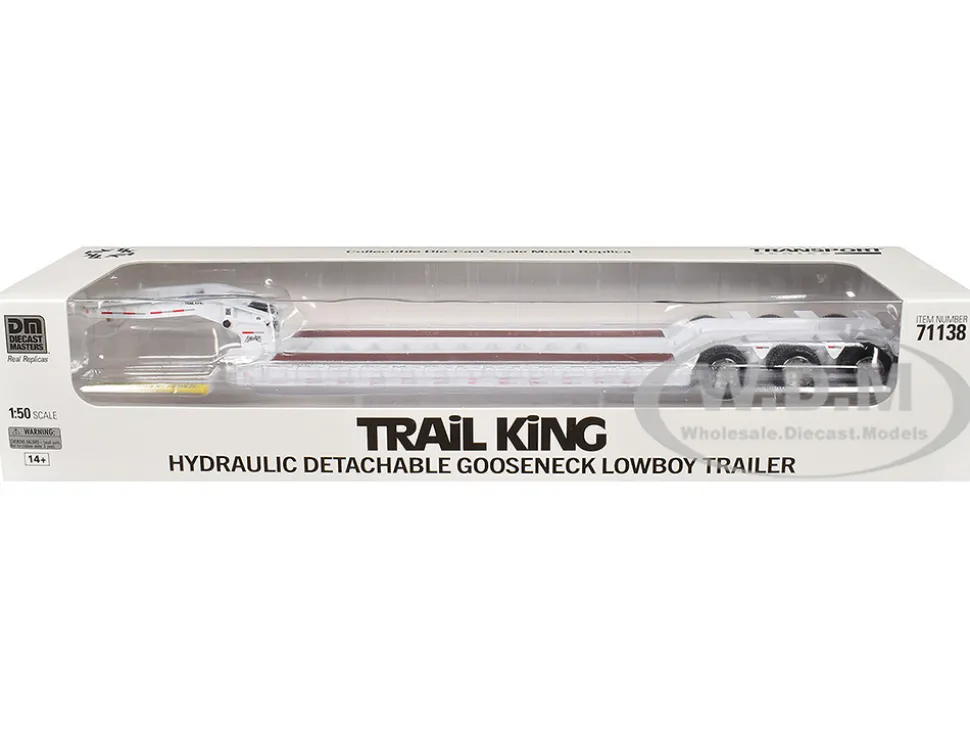 Trail King TK120 Hydraulic Detachable Gooseneck Lowboy Trailer White (Regular Version) "Transport Series" 1/50 Diecast Model by Diecast Masters