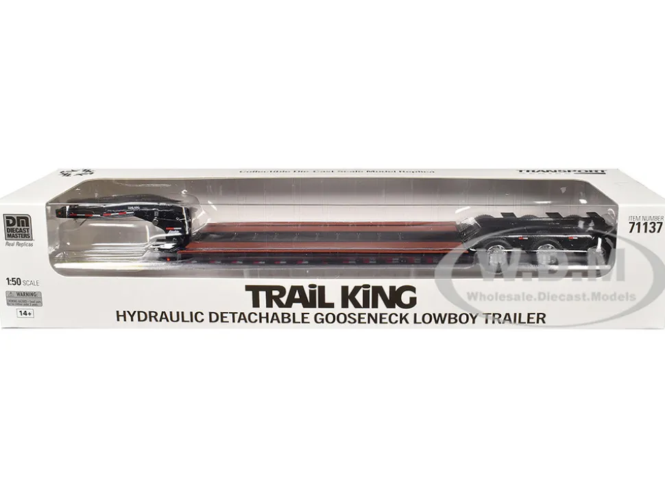 Trail King TK120 Hydraulic Detachable Gooseneck Lowboy Trailer Black (Outrigger Version) "Transport Series" 1/50 Diecast Model by Diecast Masters