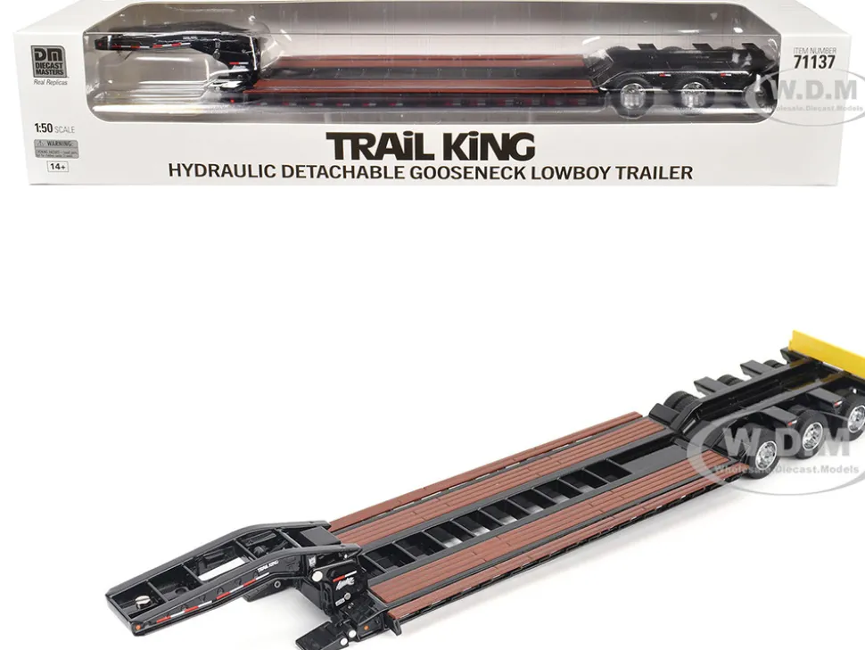 Trail King TK120 Hydraulic Detachable Gooseneck Lowboy Trailer Black (Outrigger Version) "Transport Series" 1/50 Diecast Model by Diecast Masters