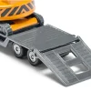Truck with Low Loader Trailer and Excavator Yellow Diecast Model Siku 1611