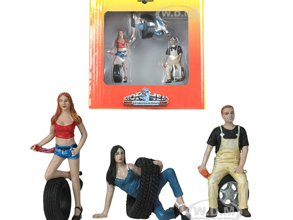 Val Andie Derek Tire Brigade 3 piece Figurine Set 1/24 Motorhead Miniatures 776