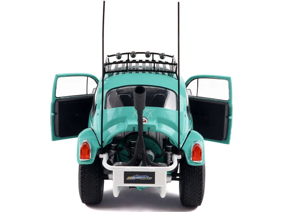 1976 Volkswagen Beetle Baja Miami Green with Pink Graphics 1/18 Diecast Model Car by Solido