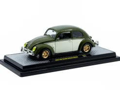 1952 Volkswagen Beetle Deluxe Model Dark Green with Beige Sides Limited Edition to 5250 pieces Worldwide 1/24 Diecast Model Car by M2 Machines