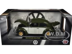 1952 Volkswagen Beetle Deluxe Model Dark Green with Beige Sides Limited Edition to 5250 pieces Worldwide 1/24 Diecast Model Car by M2 Machines