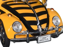 1966 Volkswagen Beetle Follow Me Airport Safety Vehicle Yellow Black Stripes 1/24 Diecast Model Car Motormax 79590