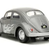 1959 Volkswagen Beetle Gray Metallic with Silver Flames and Boxing Gloves Accessory Punch Buggy Series 1/32 Diecast Model Car Jada JA34235