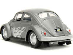 1959 Volkswagen Beetle Gray Metallic with Silver Flames and Boxing Gloves Accessory Punch Buggy Series 1/32 Diecast Model Car Jada JA34235